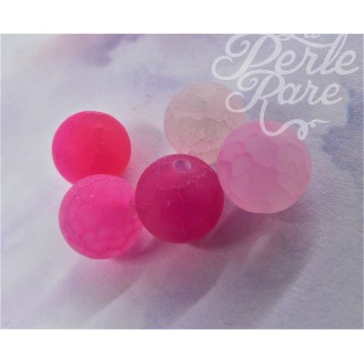 Ronde 10 - Agate de feu Fuchsia givrée (5 pces)